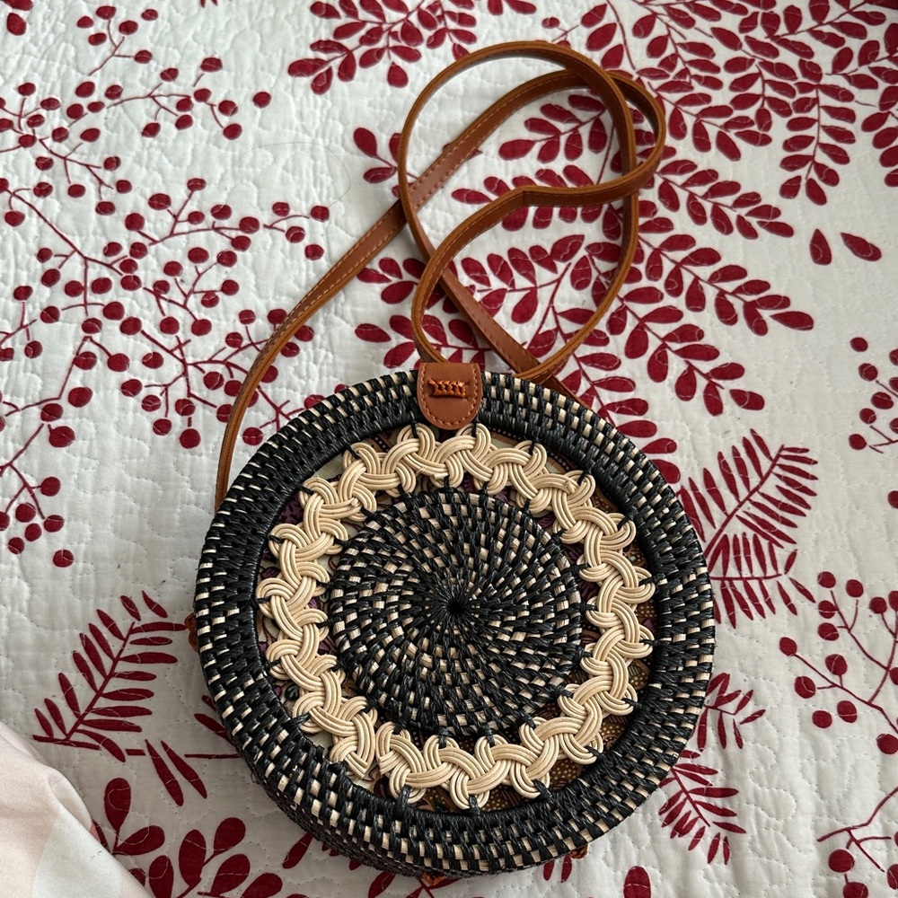 Handcrafted Black and Cream Woven Bag